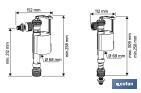 Cofan Toilet Fill Valve | WC 2 in 1 | Bottom or Side Entry Fill Valve | Arauca Model | Piston Closure - Cofan