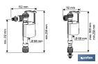 Toilet Fill Valve | WC 2 in 1 | Bottom or Side Entry Fill Valve | Arauca Model | Piston Closure | Easy to Install and Assembly - Cofan