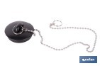 TAPÓN DE DRENAJE CON CADENA Y DOS ANILLAS | TAPÓN DE PVC NEGRO Y CADENA DE ACERO INOX. | DISPONIBLE EN VARIAS MEDIDAS