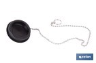Tapón de drenaje con cadena y dos anillas | Tapón de PVC negro y cadena de acero inox. | Disponible en varias medidas - Cofan