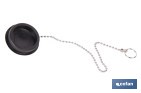 Tapón de drenaje con cadena y dos anillas | Tapón de PVC negro y cadena de acero inox. | Disponible en varias medidas - Cofan