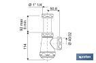 Sifão de garrafa curto | Extensível | Racor 1 "1/4 | Com saída de 40 mm | Junta cónica redutora de Ø32 mm - Cofan