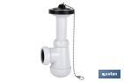 Small Bottle Trap | Extensible Siphon 1" 1/4 Fitting | 40mm Outlet | With Ø32mm Conical Reduction Gasket | Ø70 Basin-Bidet Valve - Cofan