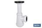 Small Bottle Trap | Extensible Siphon 1" 1/4 Fitting | 40mm Outlet | With Ø32mm Conical Reduction Gasket | Ø70 Basin-Bidet Valve - Cofan