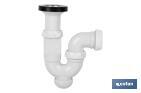 P-Trap | With Ø40mm Outlet | With 1" 1/2 x 70 Fitting | Basin and Bidet Valve | Polypropylene | Ø32mm Conical Reduction Gasket - Cofan