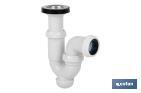 Sifone curvo | Uscita da Ø40 mm | Raccordo da 1" 1/2 x 70 | Valvola per lavabo e bidet | Realizzato in polipropilene - Cofan