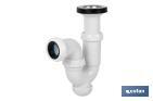 P-Trap | With Ø40mm Outlet | With 1" 1/2 x 70 Fitting | Basin and Bidet Valve | Polypropylene | Ø32mm Conical Reduction Gasket - Cofan