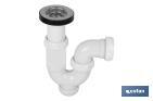 Sifone curvo | Uscita da Ø40 mm | Raccordo da 1" 1/2 x 70 | Valvola per lavabo e bidet | Realizzato in polipropilene - Cofan