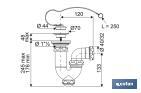 Sifón Curvo | Con Salida de Ø40 mm | Con Racor de 1" 1/2 x 70 | Válvula para Lavabo y Bidé | Fabricado en Polipropileno - Cofan