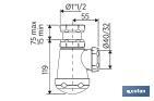 Siphon Bouteille | Avec Sortie de Ø40 mm | Avec Raccord de 1" 1/2 x 70 | Valve pour Lavabo et Bidet | Fabriqué en Polypropylène - Cofan