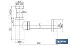  Cofan Sifone a bottiglia | Estensibile | Cromato cilindrico | Uscita orizzontale da 330 mm di lunghezza e da Ø32 mm - Cofan