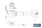 Sifone a bottiglia cromato | Estensibile | Uscita orizzontale da 330 mm e Ø32 mm | Filettatura 1" 1/4 - Cofan