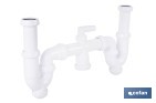 Sifón curvo doble extensible | Salida orientable de Ø32-40 mm y racores de 1 1/2" | Adecuado para fregaderos - Cofan