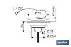 Valvola per lavabo e bidet | Dimensioni: 1" 1/4 x 70 o 1" 1/2 x 70 | Realizzata in Polipropilene - Cofan