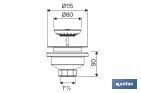 Valvola per lavandino | Realizzata in polipropilene | Dimensioni: 1" 1/2 x 115 | Piletta in acciaio inox - Cofan