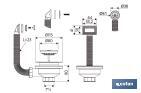 Valvola per lavandino | Dimensioni: 1" 1/2 x 115 | Con piletta in acciaio inox e vite | 2 Modelli di troppo pieno - Cofan