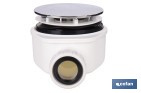 Válvula sifónica extraplana para ducha | Embellecedor cromado de acero inoxidable | Salida horizontal de Ø32-40 mm - Cofan