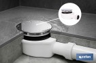 Válvula sifónica extraplana para ducha | Embellecedor cromado de acero inoxidable | Salida horizontal de Ø32-40 mm - Cofan