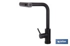 Grifo de cocina negro con 3 funciones y giro 360º | Material: acero inoxidable 304 | Cartucho cerámico de Ø35 mm - Cofan