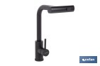 GRIFO DE COCINA NEGRO CON 3 FUNCIONES Y GIRO 360º | MATERIAL: ACERO INOXIDABLE 304 | CARTUCHO CERÁMICO DE Ø35 MM