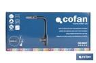 Grifo de cocina negro con 3 funciones y giro 360º | Material: acero inoxidable 304 | Cartucho cerámico de Ø35 mm - Cofan