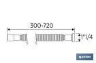 Tubo Flexível | Cor Branco | Comprimento: 300-720 mm | Para lavatório e bidé | Medidas: 1 "1/2 Ø32-40 mm ou 1" 1/4 Ø40-50 mm - Cofan