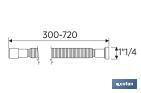 Tuyau Flexible Métallisé | Longueur : 300-720 mm | Pour Lavabo et Bidet | Dimensions : 1" 1/2 Ø32-40 mm ou 2" 2/2 Ø40-50 mm - Cofan