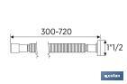 Tubo flessibile metallizzato | Lunghezza: 300-720 mm | Per lavabo e bidet | Dimensioni: 1" 1/2 Ø32-40 mm o 2" 2/2 Ø40-50 mm - Cofan