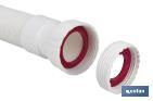 Tubo Flexible 1" 1/2 con reductor 1" 1/4 | Color Blanco | Medidas 330-690 mm | Para válvulas de lavabo-bidé o fregadero. - Cofan