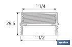 Adaptador Convertidor 1" 1/2 macho - 1" 1/4 hembra | Para aplicar a tubo flexible | Accesorio de Fontanería - Cofan