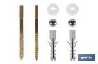 SET OF VERTICAL SCREWS | TOILET FIXING SCREWS | M5 X 75 | SET OF TWO SCREWS, CAPS AND WALL PLUGS