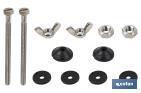 Set of Screws | Toilet Bowl and Cistern Fixing | M6 x 90 | Set of 2 Screws, Washers, Gaskets and Wing Nuts - Cofan