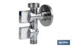 Valve d'Équerre avec Double Sortie | Dimensions : 1/2" x 1/2" X 3/8" | Fabriquée en Laiton CW617N | Filetage d'Entrée de Gaz - Cofan