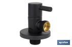 Valve d'équerre Modèle Lux noire | Système d'ouverture et de fermeture de 1/4 de tour | PN 16 bar | Couleur : noir | Deux dimensions - Cofan