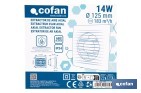 Extractor de aire axial con panel frontal y sistema antirretorno | Protección IP24, color blanco | Disponible en diferentes diámetros - Cofan