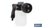 Pistola de riego con 6 posiciones ajustables y depósito para dispensador de jabón de 500 ml - Cofan