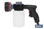 Pistola de riego con 6 posiciones ajustables y depósito para dispensador de jabón de 500 ml - Cofan