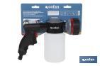 Pistola de riego con 6 posiciones ajustables y depósito para dispensador de jabón de 500 ml - Cofan