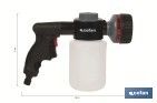 Pistola de riego con 6 posiciones ajustables y depósito para dispensador de jabón de 500 ml - Cofan