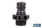 ADAPTADOR DE POLIPROPILENO CON ROSCA MACHO ANTIFUGAS | LIGERO Y RESISTENTE | ADECUADO PARA RIEGO Y MANGUERAS | DISPONIBLE PARA SALIDAS DE 3/4" Y 1"
