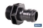 Adaptador de polipropileno con rosca macho antifugas | Ligero y resistente | Adecuado para riego y mangueras | Disponible para salidas de 3/4" y 1" - Cofan