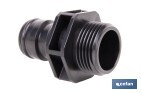 Adaptador de polipropileno con rosca macho antifugas | Ligero y resistente | Adecuado para riego y mangueras | Disponible para salidas de 3/4" y 1" - Cofan