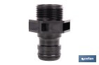 Adaptador de polipropileno con rosca macho antifugas | Ligero y resistente | Adecuado para riego y mangueras | Disponible para salidas de 3/4" y 1" - Cofan