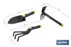 Set de 3 herramientas de jardinería | Incluye: trasplantador, rastrillo y azuela - Cofan