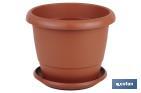 MACETA REDONDA CON PLATO | ESPECIAL PARA PLATAS Y FLORES | PERFECTA PARA COLOCAR EN EXTERIOR E INTERIOR
