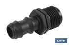 BARB HOSE FITTING | SUITABLE FOR DRIP OR SPRAY IRRIGATION SYSTEM | AVAILABLE THREAD OF 1/2" OR 3/4" | BLACK