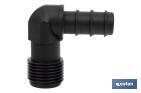 CONECTOR EN FORMA DE CODO CON ROSCA MACHO 3/4" COLOR NEGRO