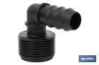 Conector en forma de Codo con Rosca Macho 3/4" color Negro - Cofan