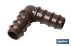 Elbow hose connector for drip irrigation | Recommended use for gardening and agricultural sectors - Cofan