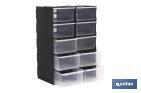 RACK OF 10 STORAGE BINS | PRODUCT DIMENSIONS: 155 X 100 X 225MM | POLYPROPYLENE